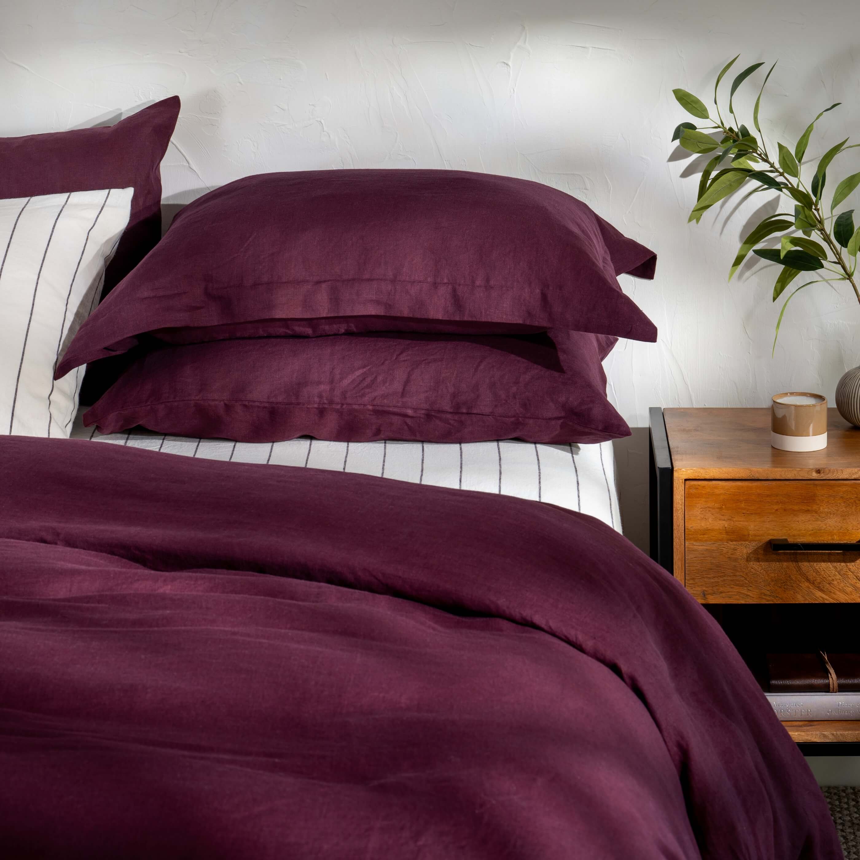 Aubergine French Linen Bed Sets