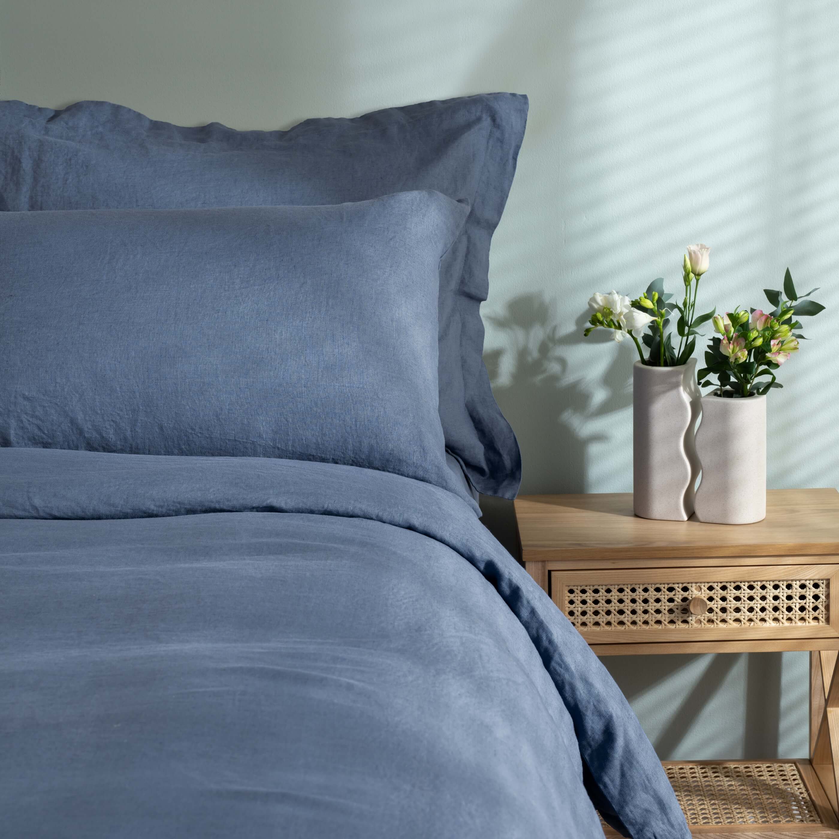Denim Blue French Linen Duvet Cover - Image 5