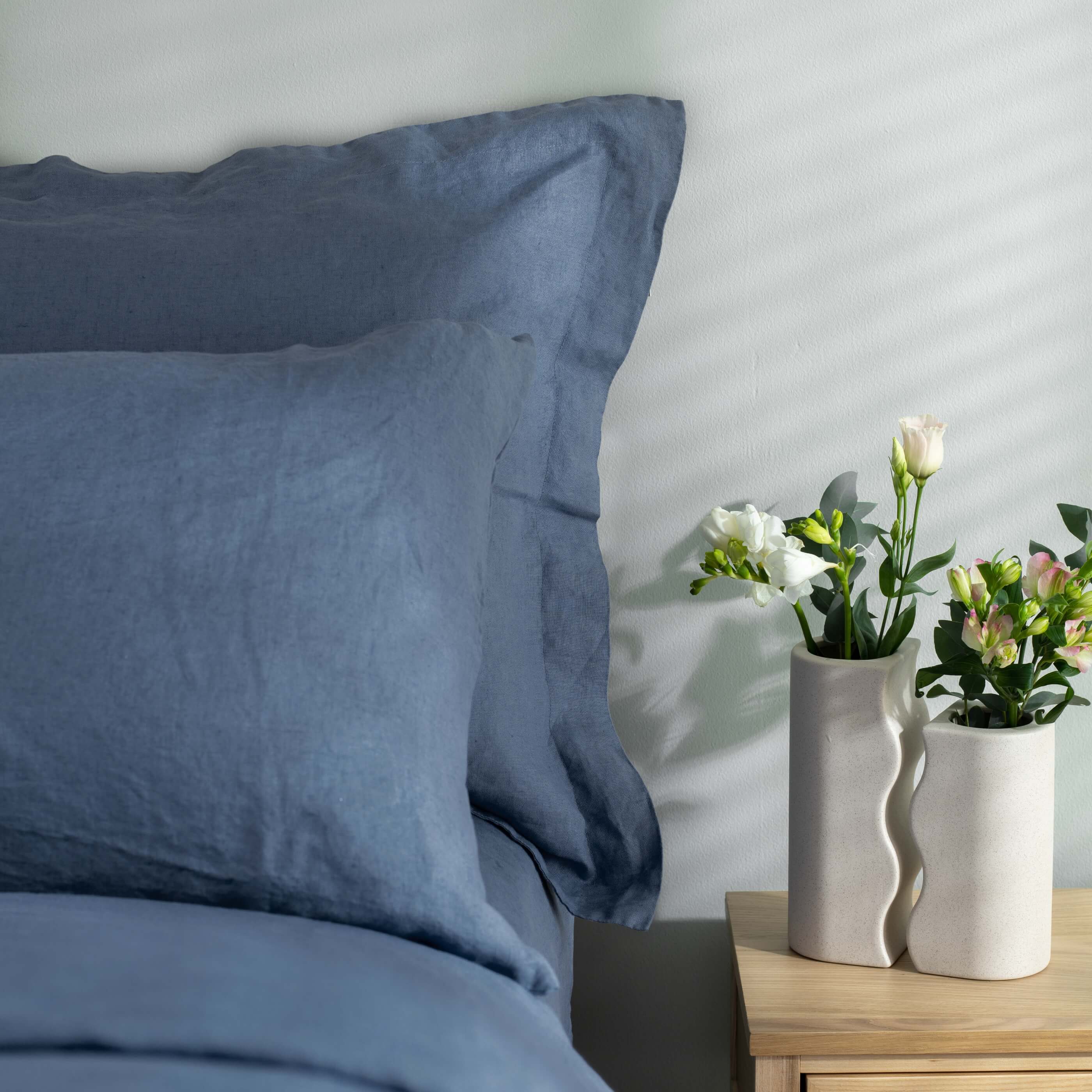 Denim Blue French Linen Duvet Cover - Image 7
