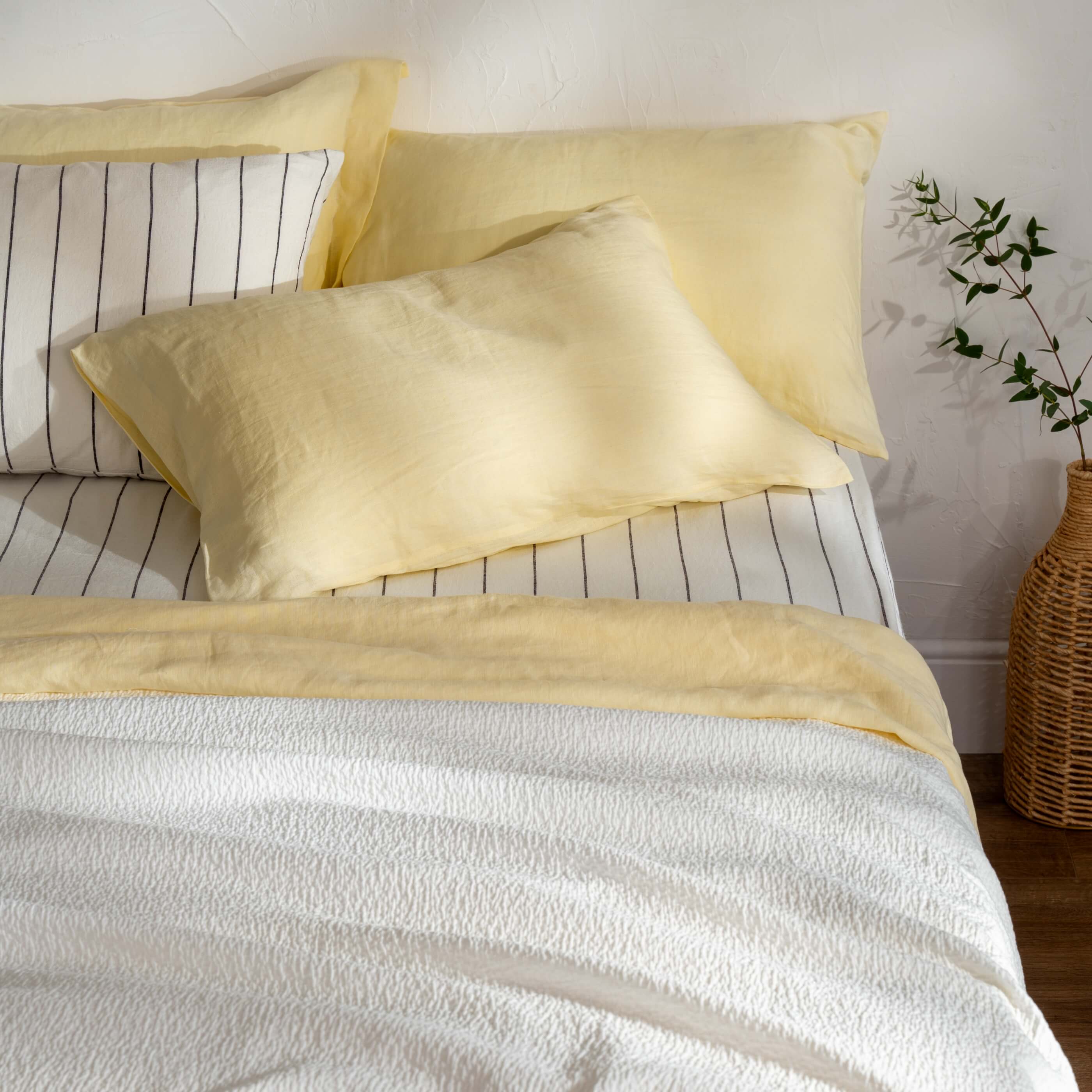 Lemon Yellow French Linen Duvet Cover - Image 8