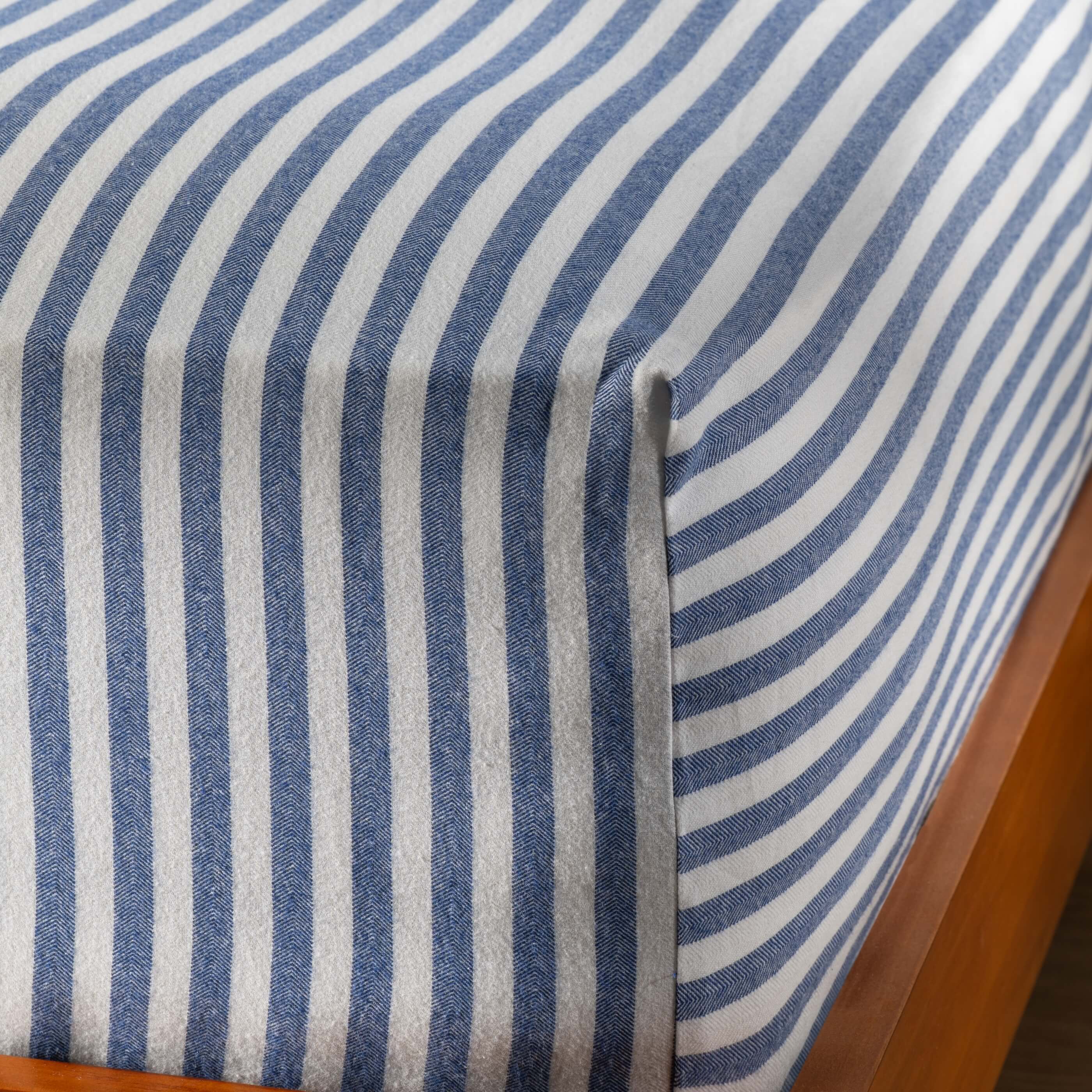 Mediterranean Blue Herringbone Stripe Cotton Duvet Sets - Image 5