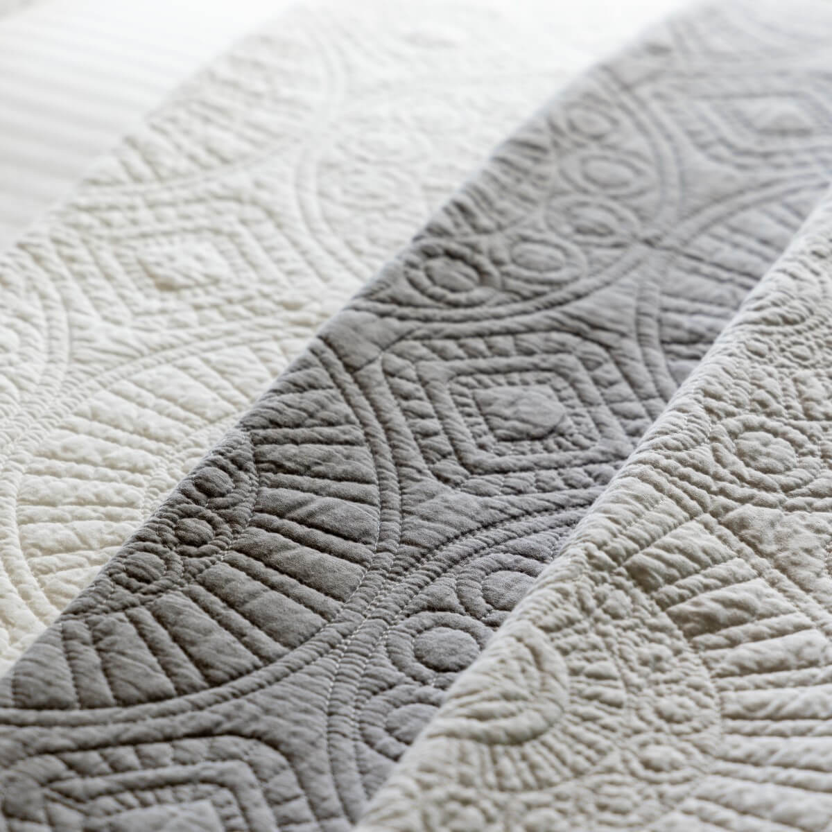 Mid Grey Quilted Cotton Bedspread - Image 4