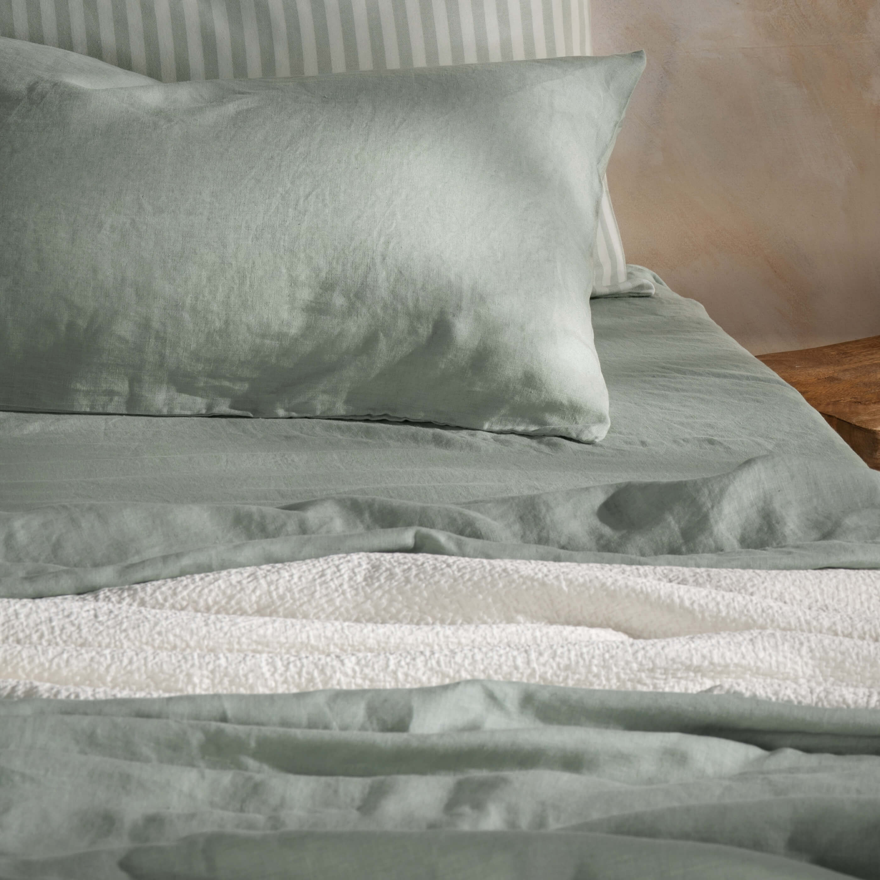 Misty Green French Linen Pillowcases - Image 4