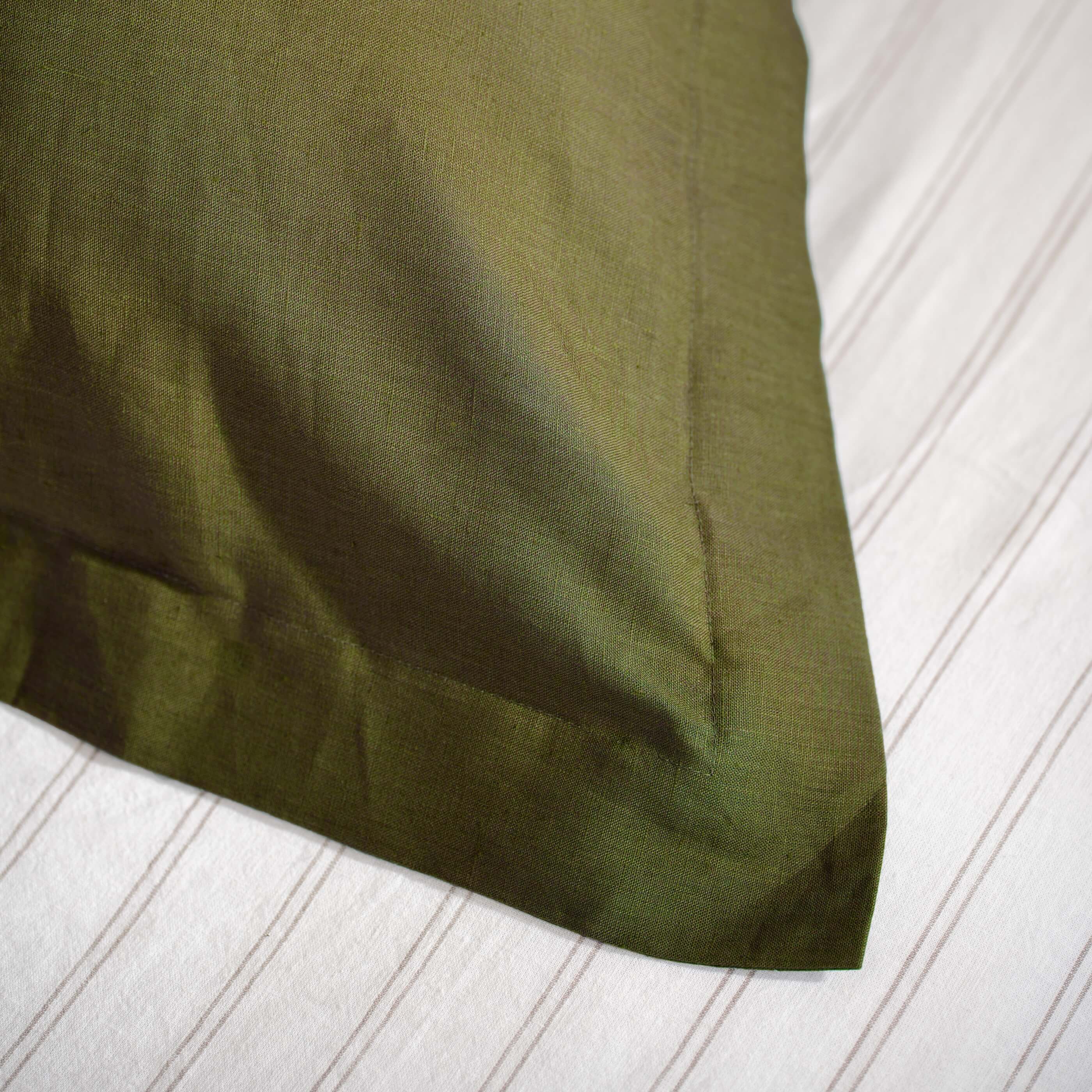 Olive Green French Linen 40cm Deep Fitted Sheets - Image 5