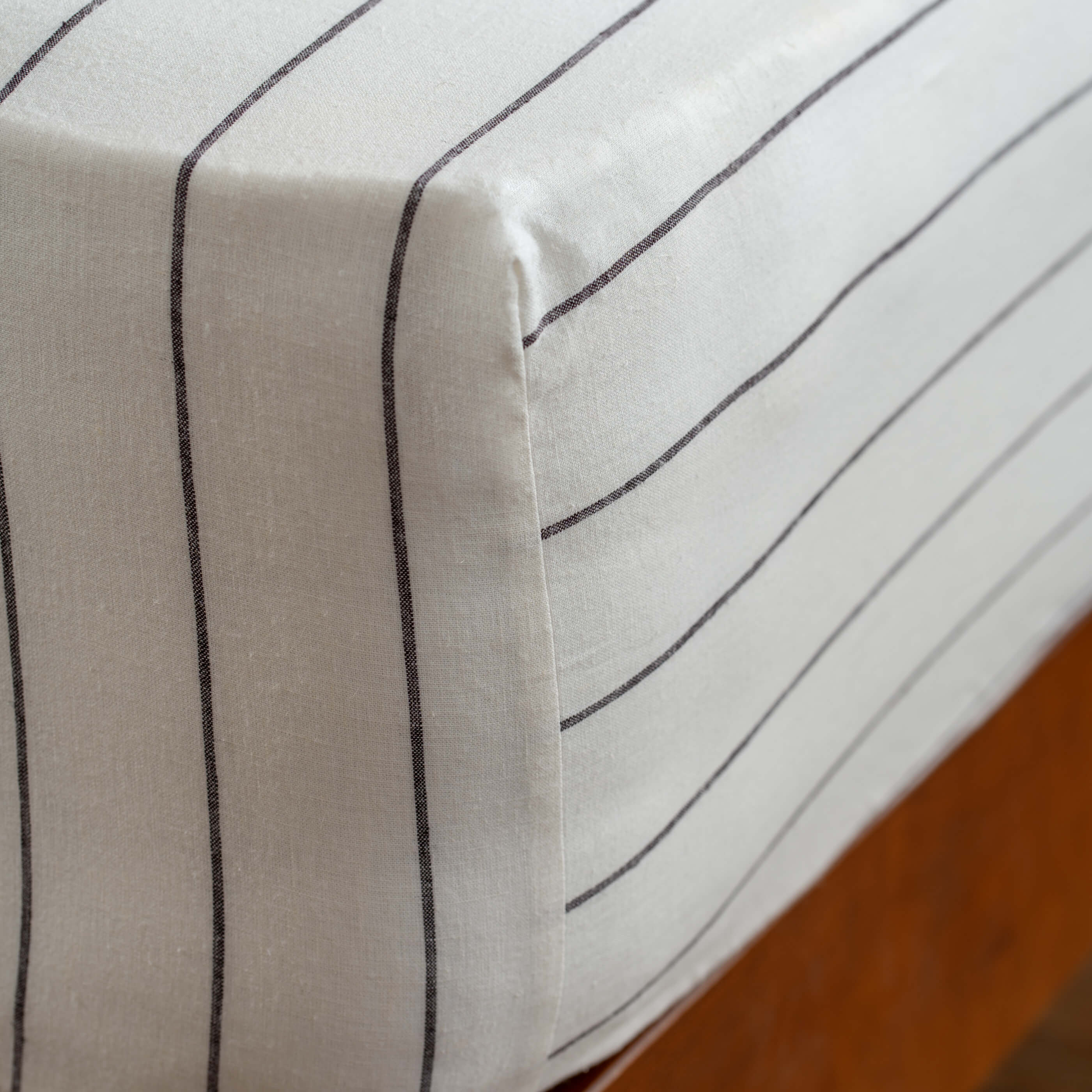 White/Blackberry Pinstripe Linen Cotton Blend Duvet Cover - Image 16