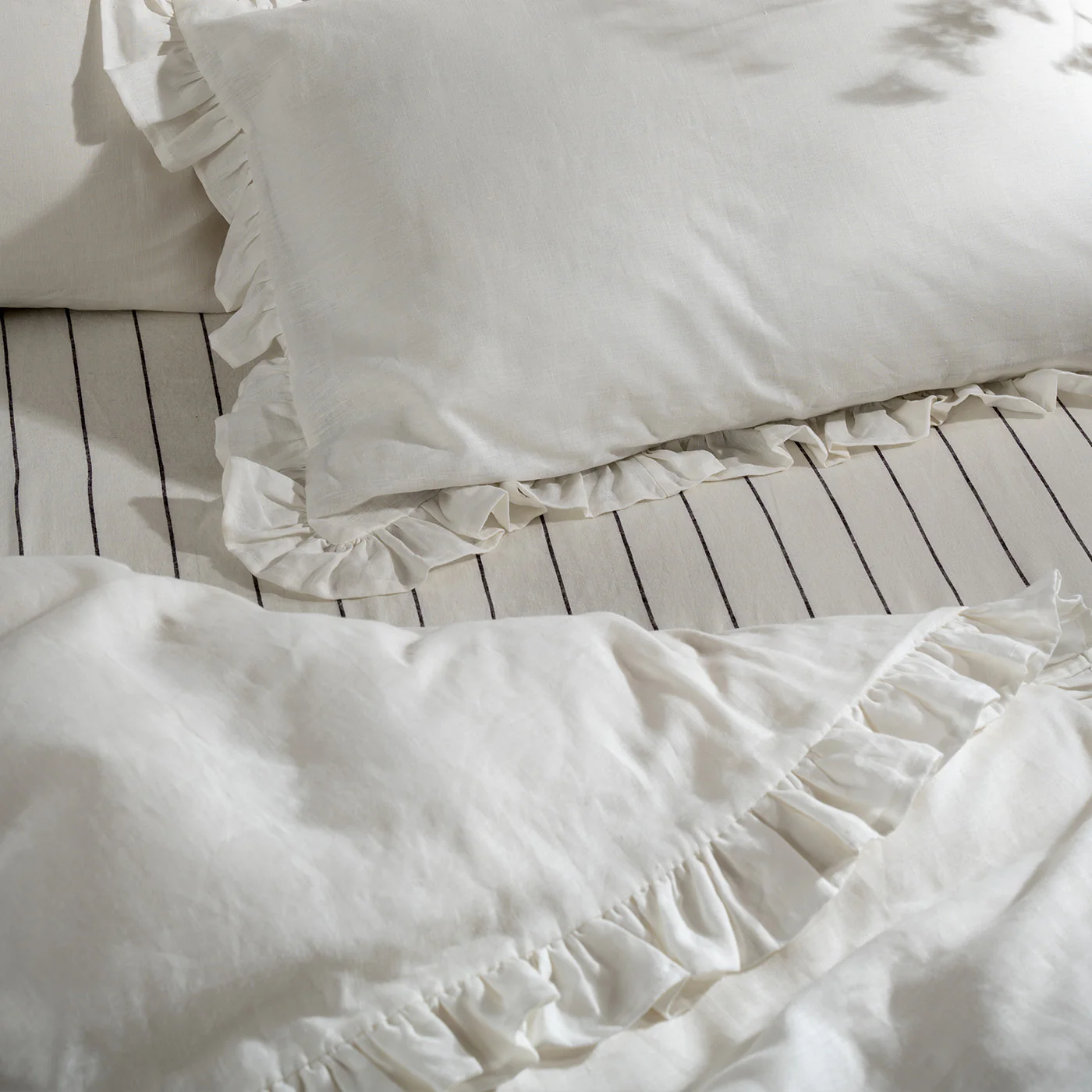 White Ruffled French Linen Pillowcases - Image 4
